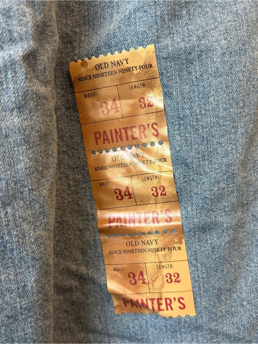 Vintage NWT Old Navy Painters Blue Jeans 34x32 Baggy Y2K